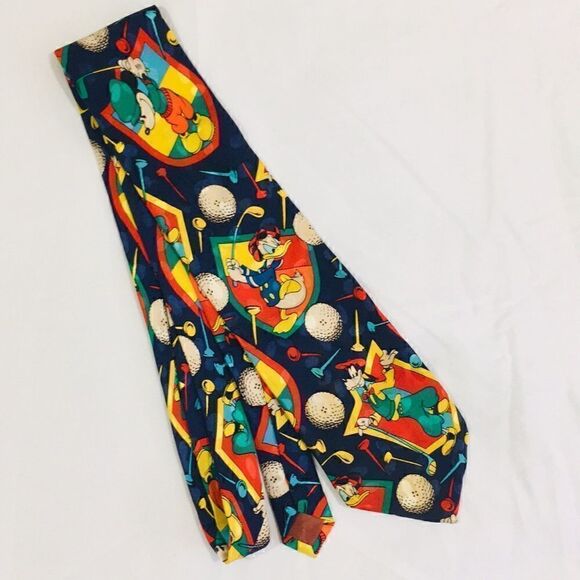 Men’s Vintage Mickey & Friends Silk Golf Tie - Picture 1 of 7